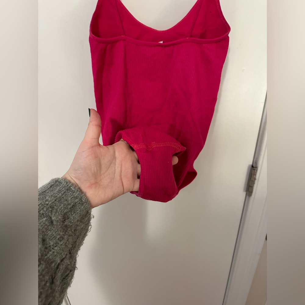 UO Out From Under Ribbed Pink Bodysuit - Picture 4 of 5